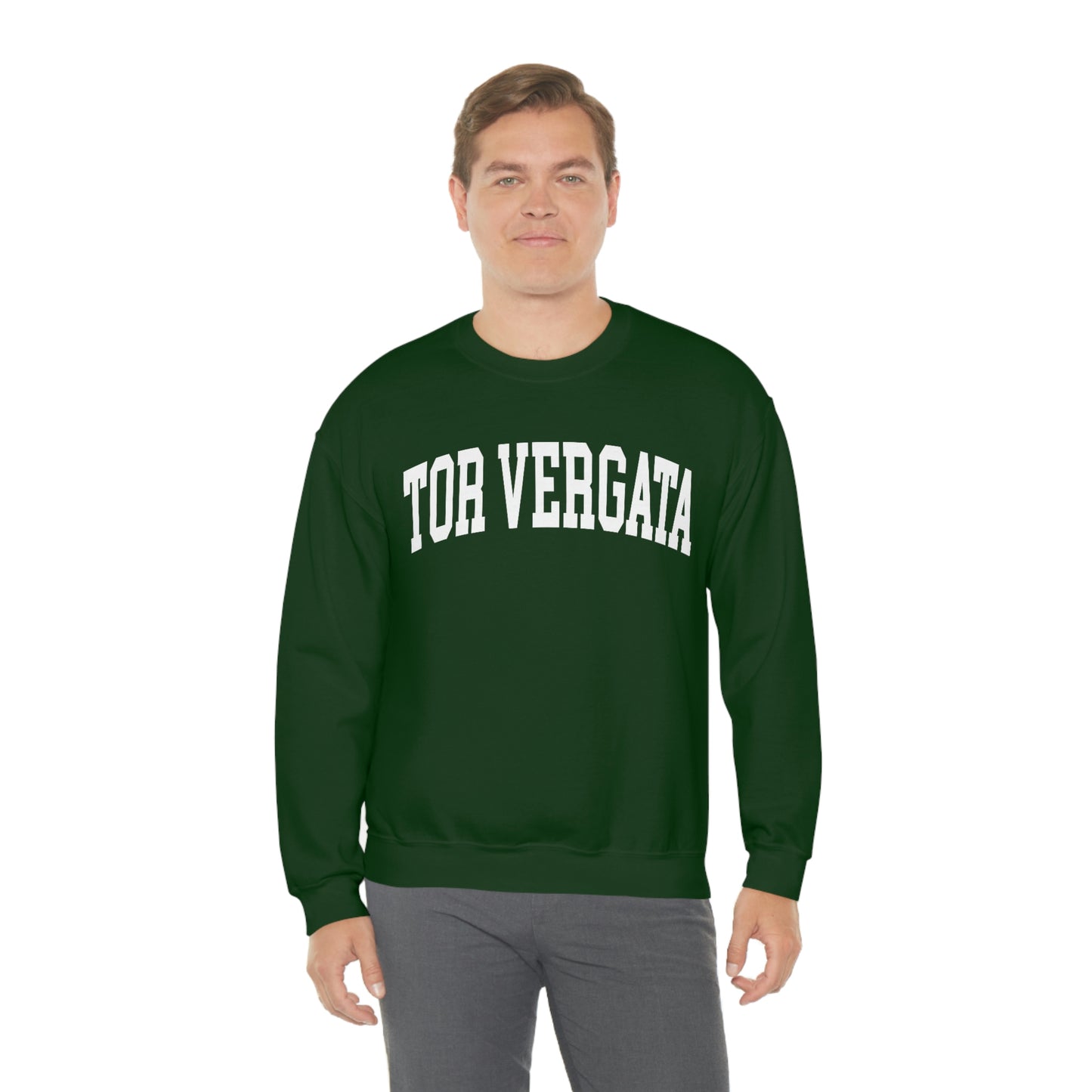 Tor Vergata University of Rome - Unisex Heavy Blend Felpa Crewneck Sweatshirt Forest Green