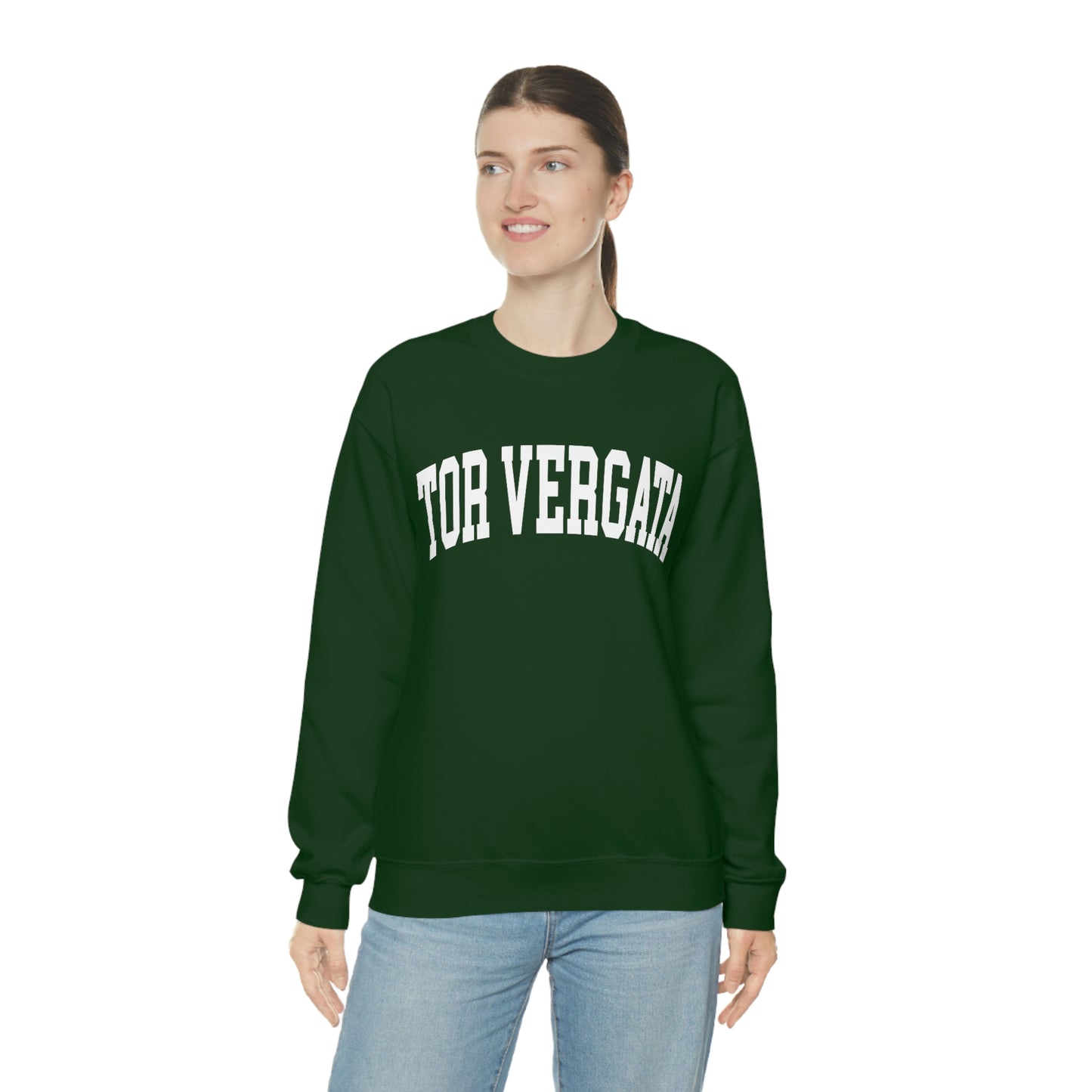 Tor Vergata University of Rome - Unisex Heavy Blend Felpa Crewneck Sweatshirt Forest Green